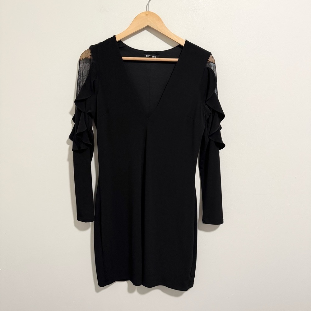 Express Ruffle Sleeve Mesh Mini Dress - Picture 2 of 6